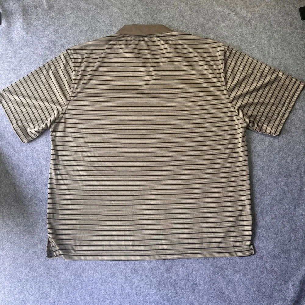 Iron Eagle‎ Performance Polo XXL Brown Striped Breathable Polyester